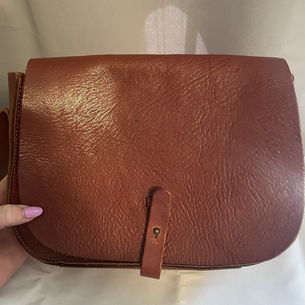 Lucky Brand The Point Brown Genuine Leather Saddle Purse Shoulder Bag Crossbody